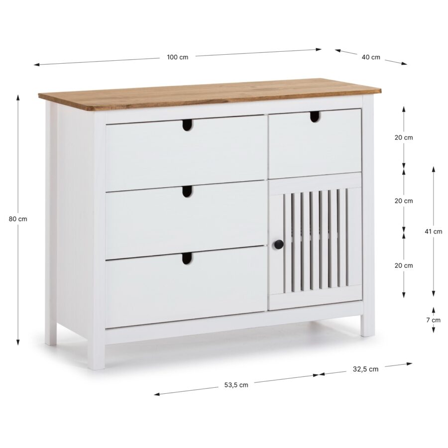 Cómoda Bruna madera (Cera/Blanco Lav) - Imagen 9