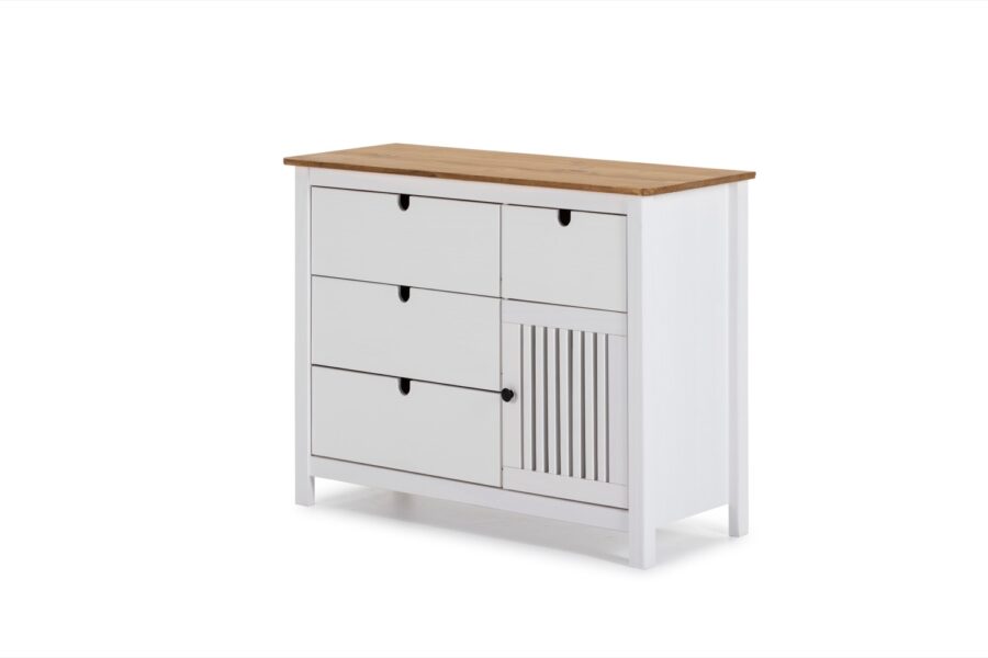 Cómoda Bruna madera (Cera/Blanco Lav)