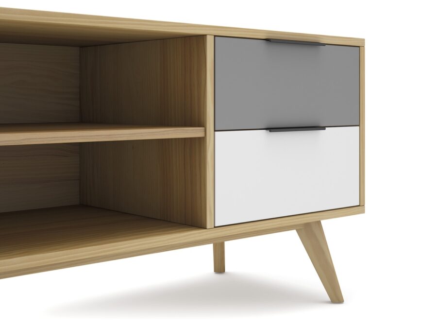 Mueble tv Elfa madera (Roble/Gris Claro/Blanco) - Imagen 5