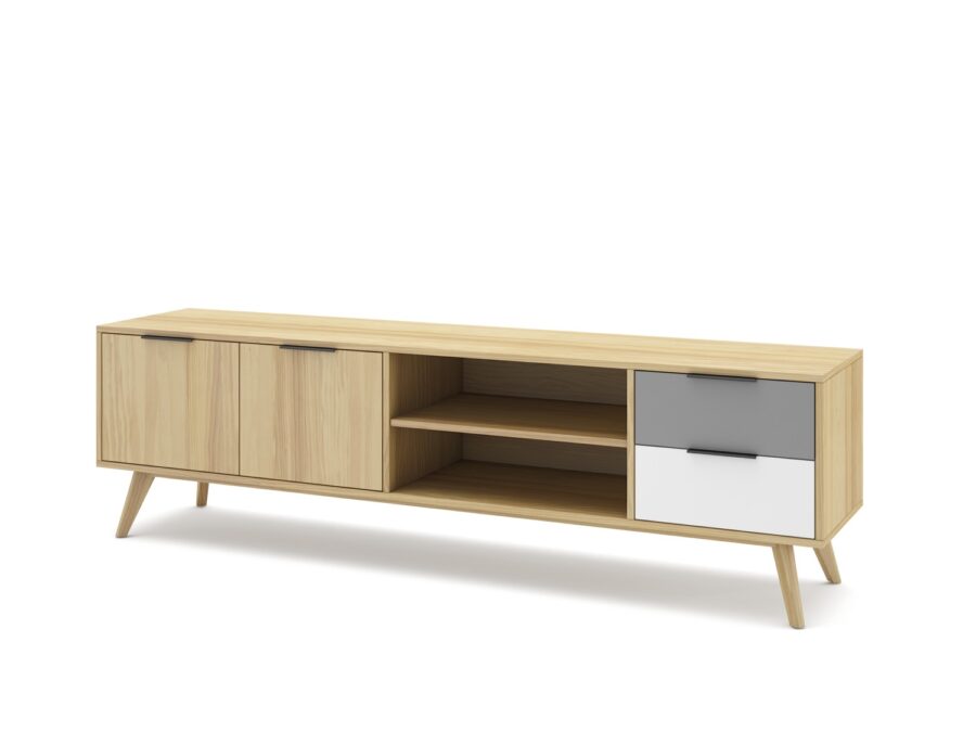 Mueble tv Elfa madera (Roble/Gris Claro/Blanco) - Imagen 8