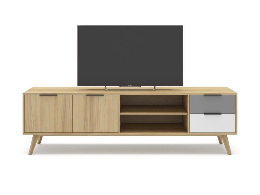 Mueble tv Elfa madera (Roble/Gris Claro/Blanco) - Imagen 4