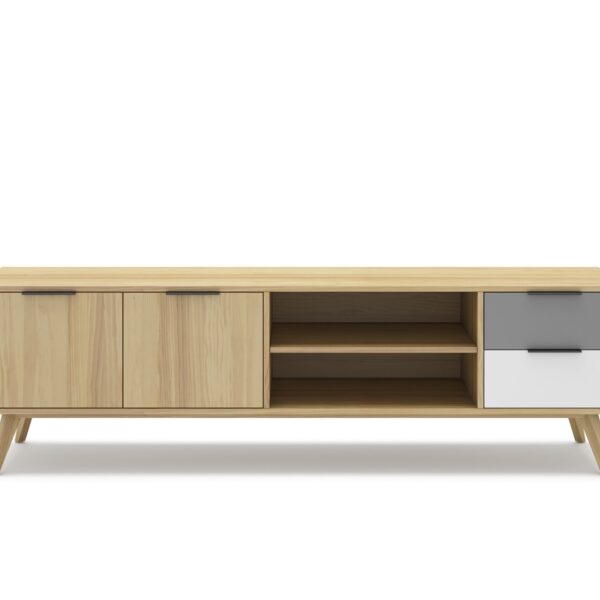 Mueble tv Elfa madera (Roble/Gris Claro/Blanco)