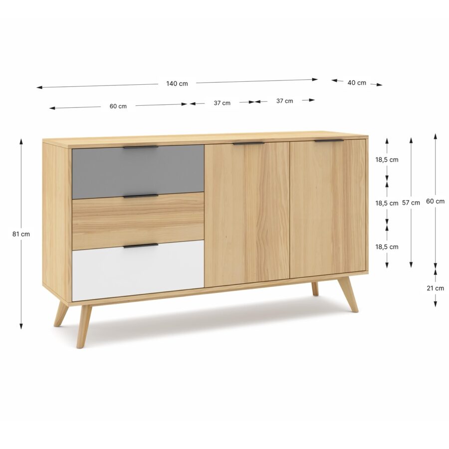 Mueble TV Elfa madera (Roble/Gris Claro/Blanco) - Imagen 2