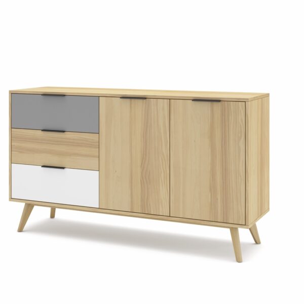 Mueble TV Elfa madera (Roble/Gris Claro/Blanco)