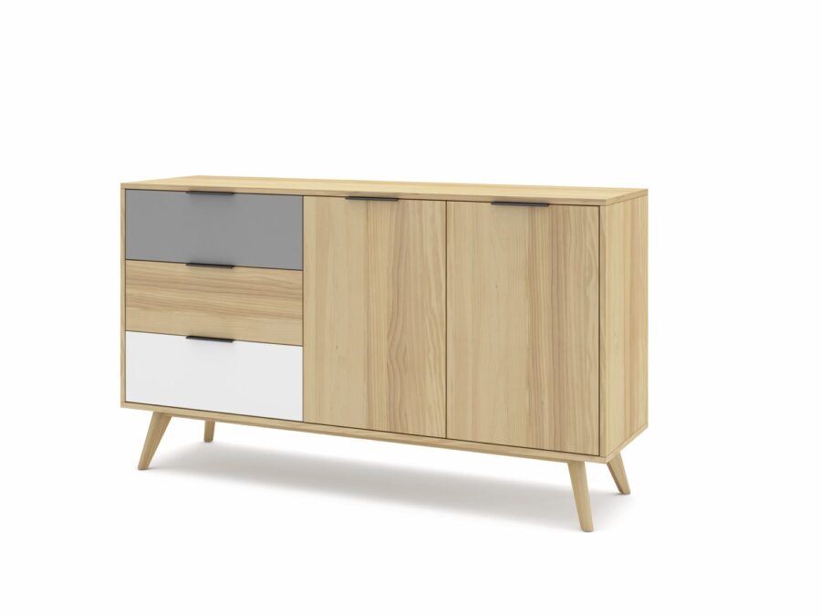Mueble TV Elfa madera (Roble/Gris Claro/Blanco)
