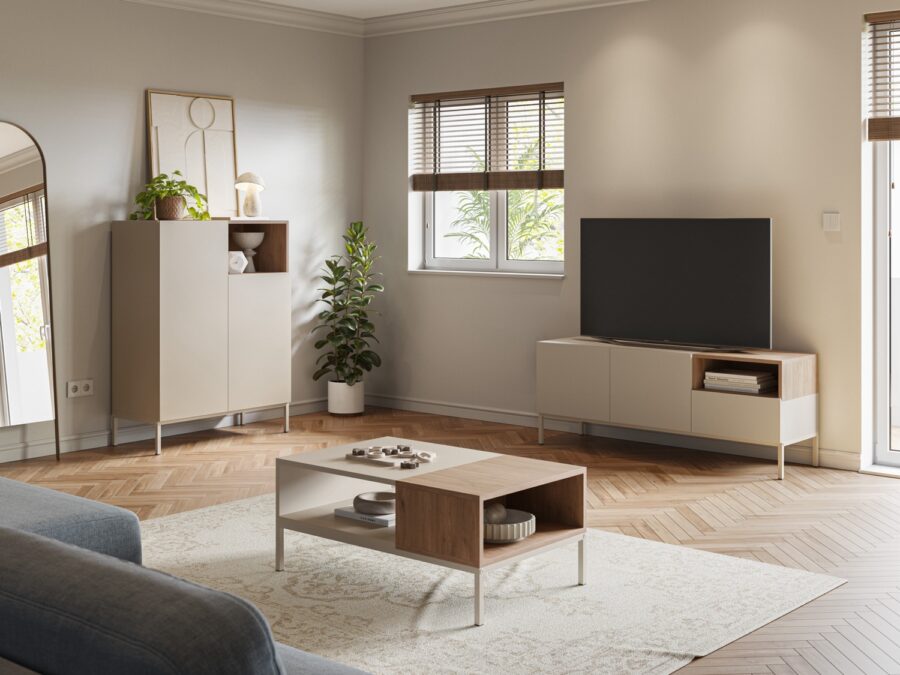 Mueble TV Cailin (Crema/Sepet) Pata metal - Imagen 3