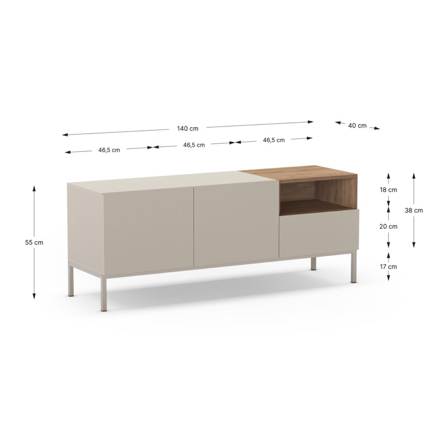Mueble TV Cailin (Crema/Sepet) Pata metal - Imagen 4