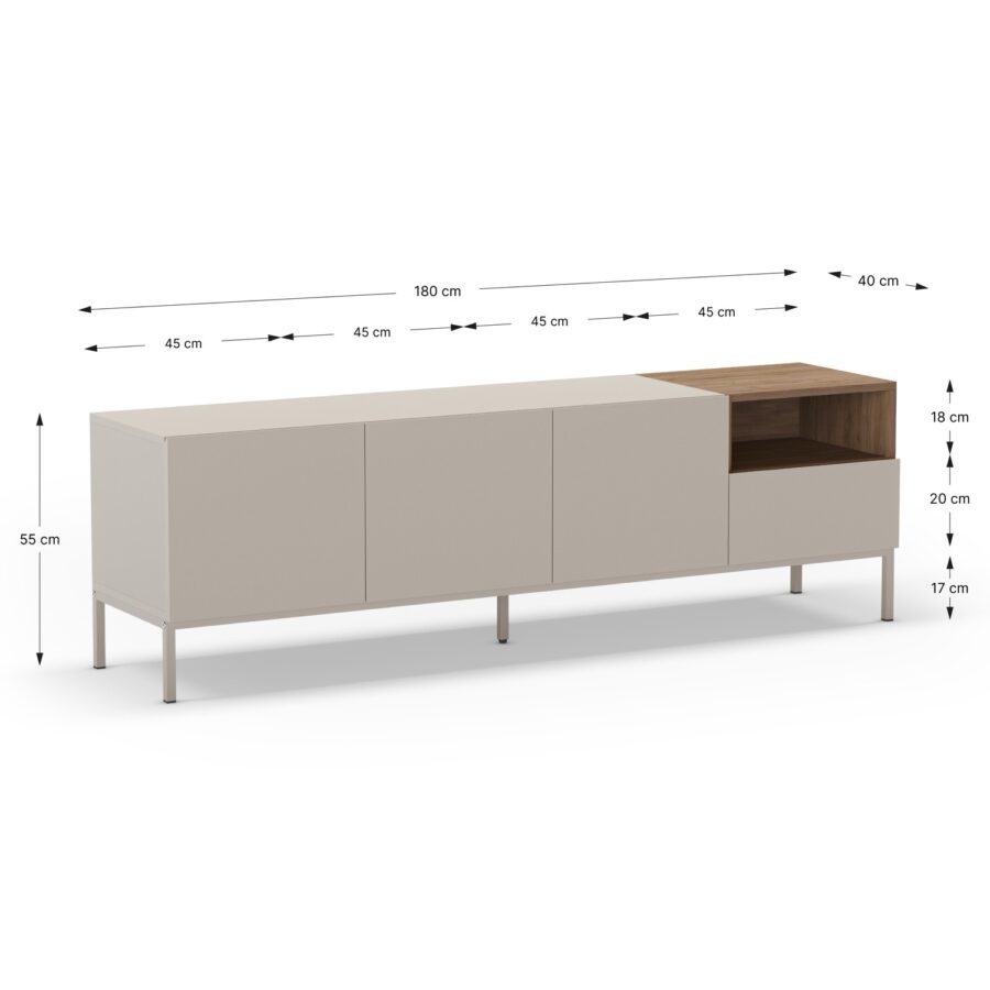 Mueble TV Cailin (Crema/Sepet) Pata metal - Imagen 5