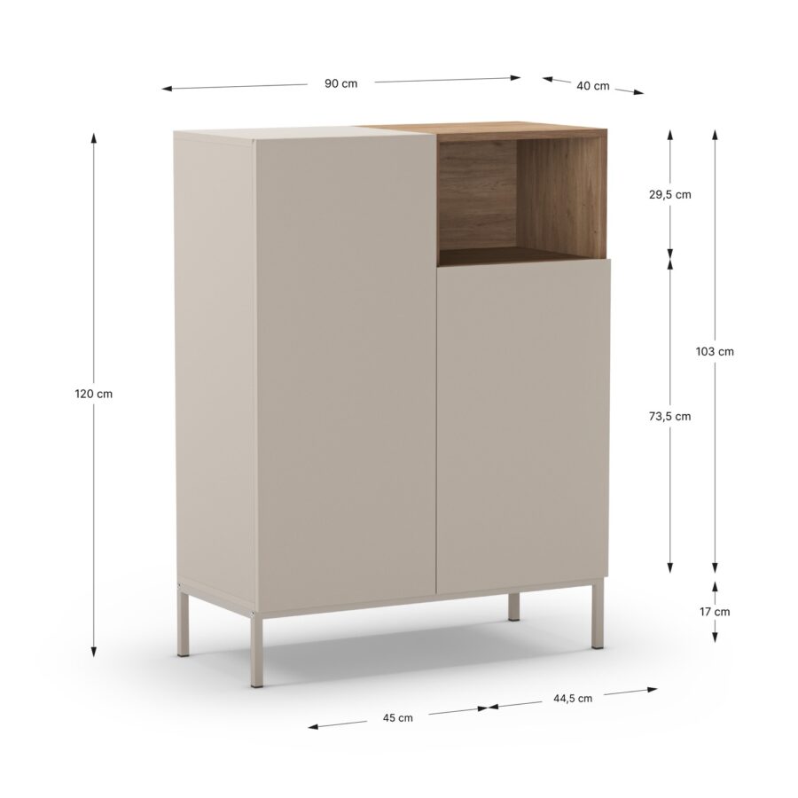 Mueble Auxiliar Alto Cailin (Crema/Sepet) Pata metal - Imagen 4