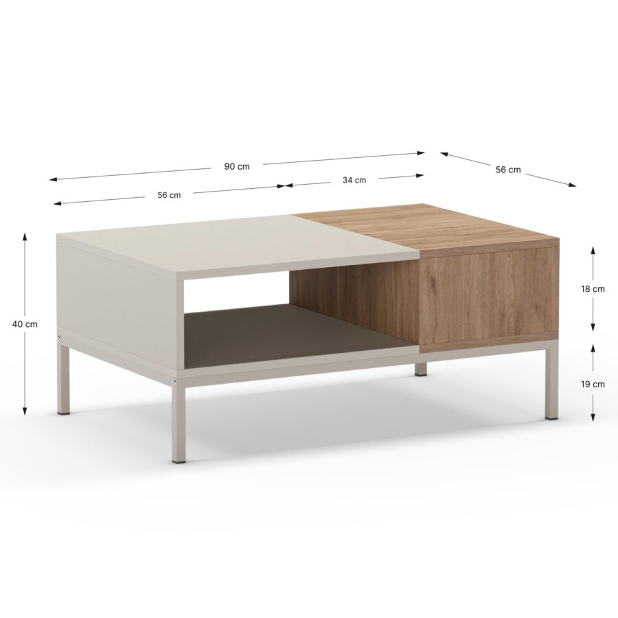 Mesa centro Cailin (Crema/Sepet) Pata metal - Imagen 3