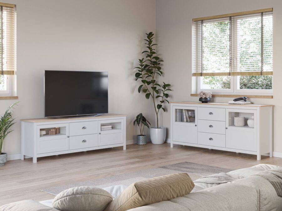 Mueble TV Misti blanco (Blanco/Roble) - Imagen 7