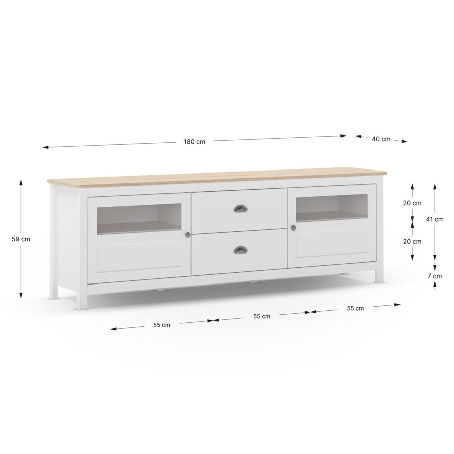 Mueble TV Misti blanco (Blanco/Roble) - Imagen 2