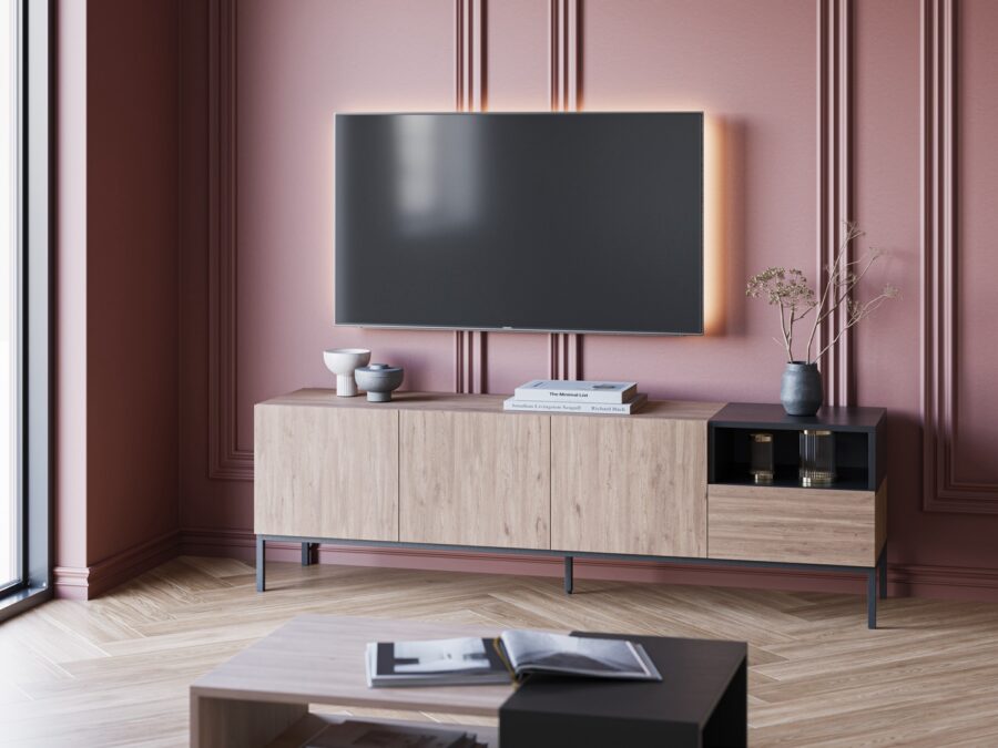 Mueble TV Cailin madera (Sepet/Negro) - Imagen 4