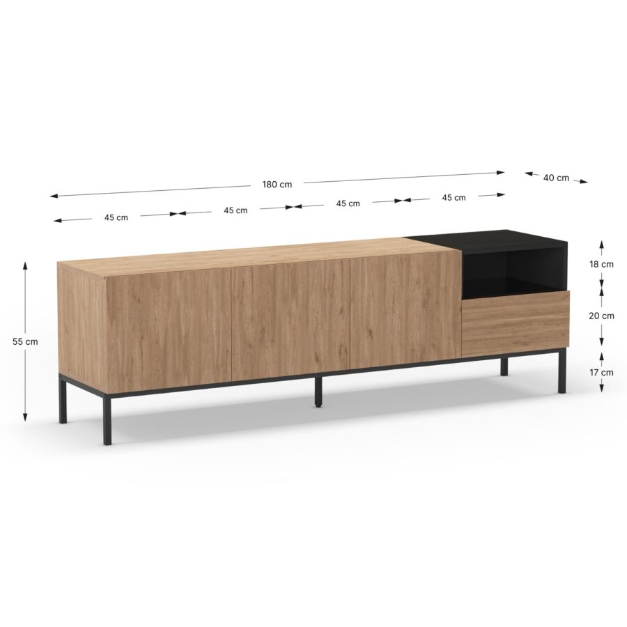 Mueble TV Cailin madera (Sepet/Negro) - Imagen 5