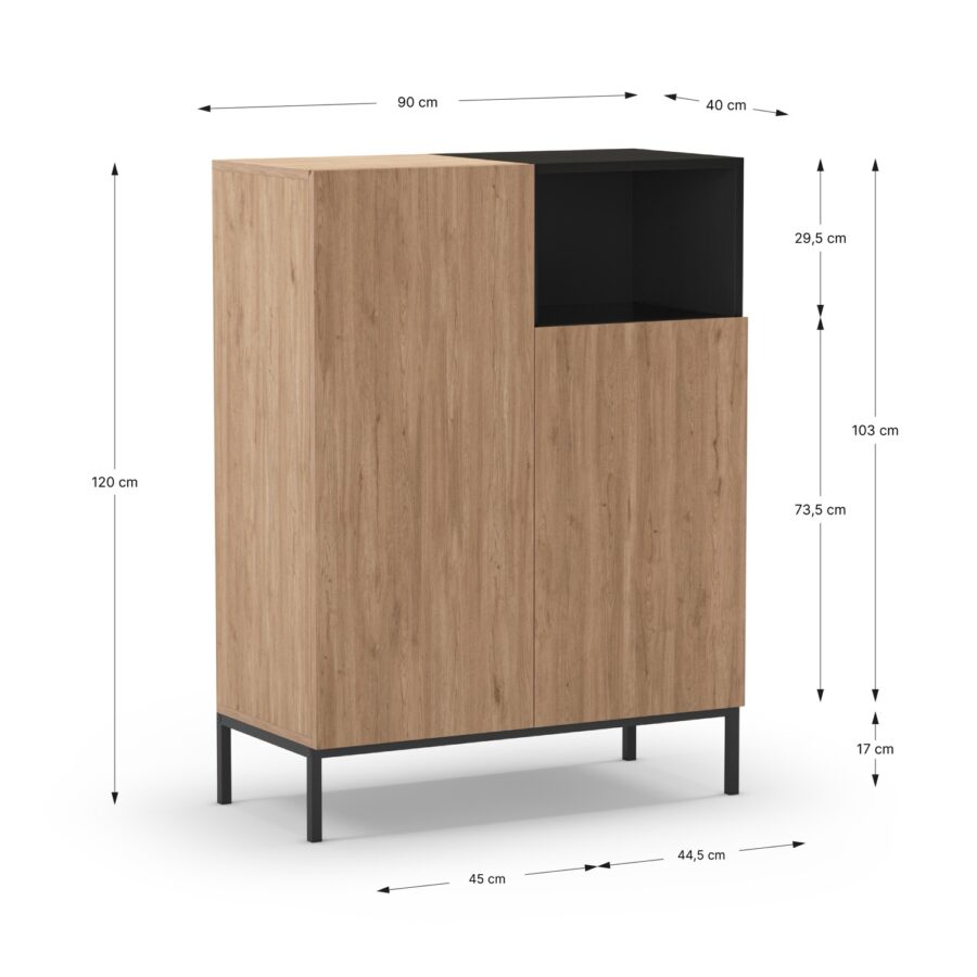 Mueble Auxiliar Alto Cailin (Sepet/Negro) Pata metal - Imagen 3
