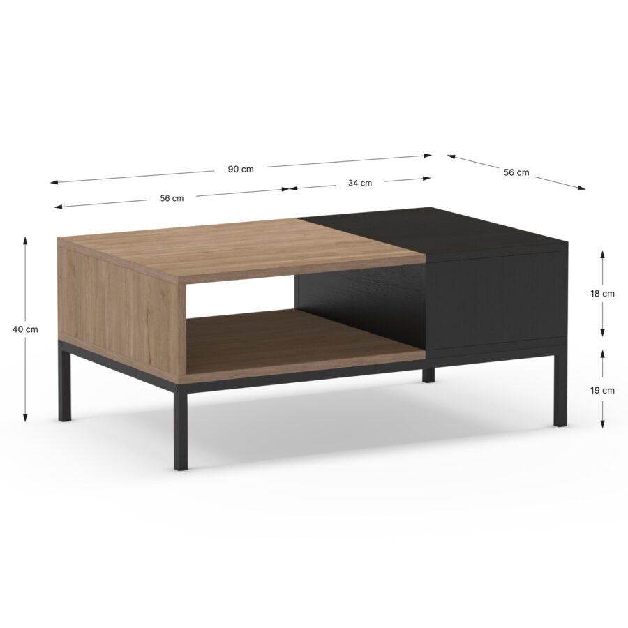 Mesa Centro Cailin (Sepet/Negro) Pata metal - Imagen 3