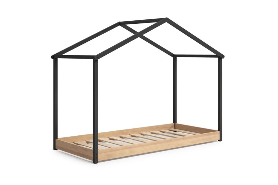 Cama cabaña Montessori Athan gris (antracita/roble)