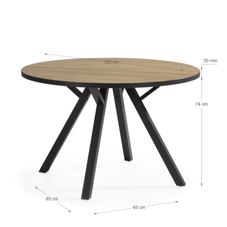 Mesa redonda Ori madera (natural/canto bocamina) - Imagen 6