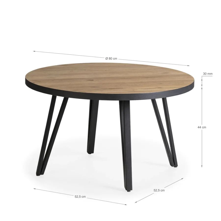 Mesa centro redonda Sada madera (natural/cero bocamina) - Imagen 4