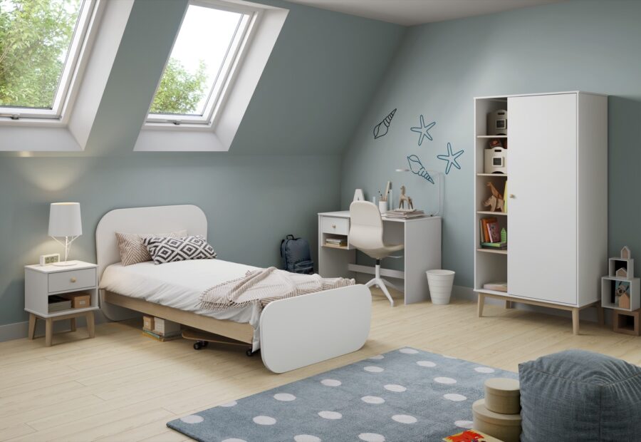 Cama 90 Esteban blanco (blanco/cera blanca) - Imagen 2