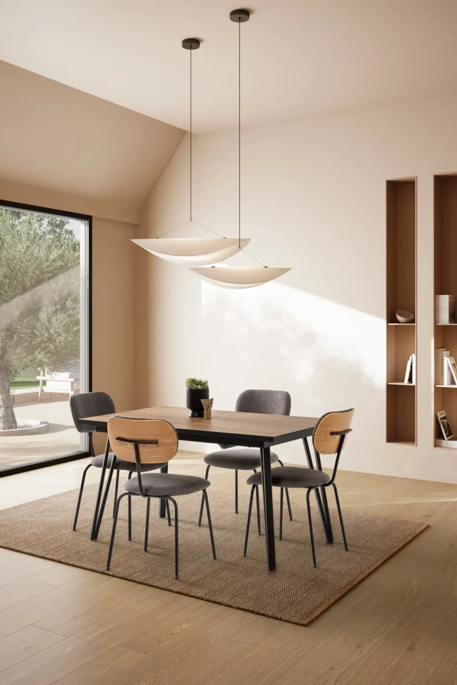 Mesa rect. ext/negro Cleia madera (natural/canto bocamina) - Imagen 2