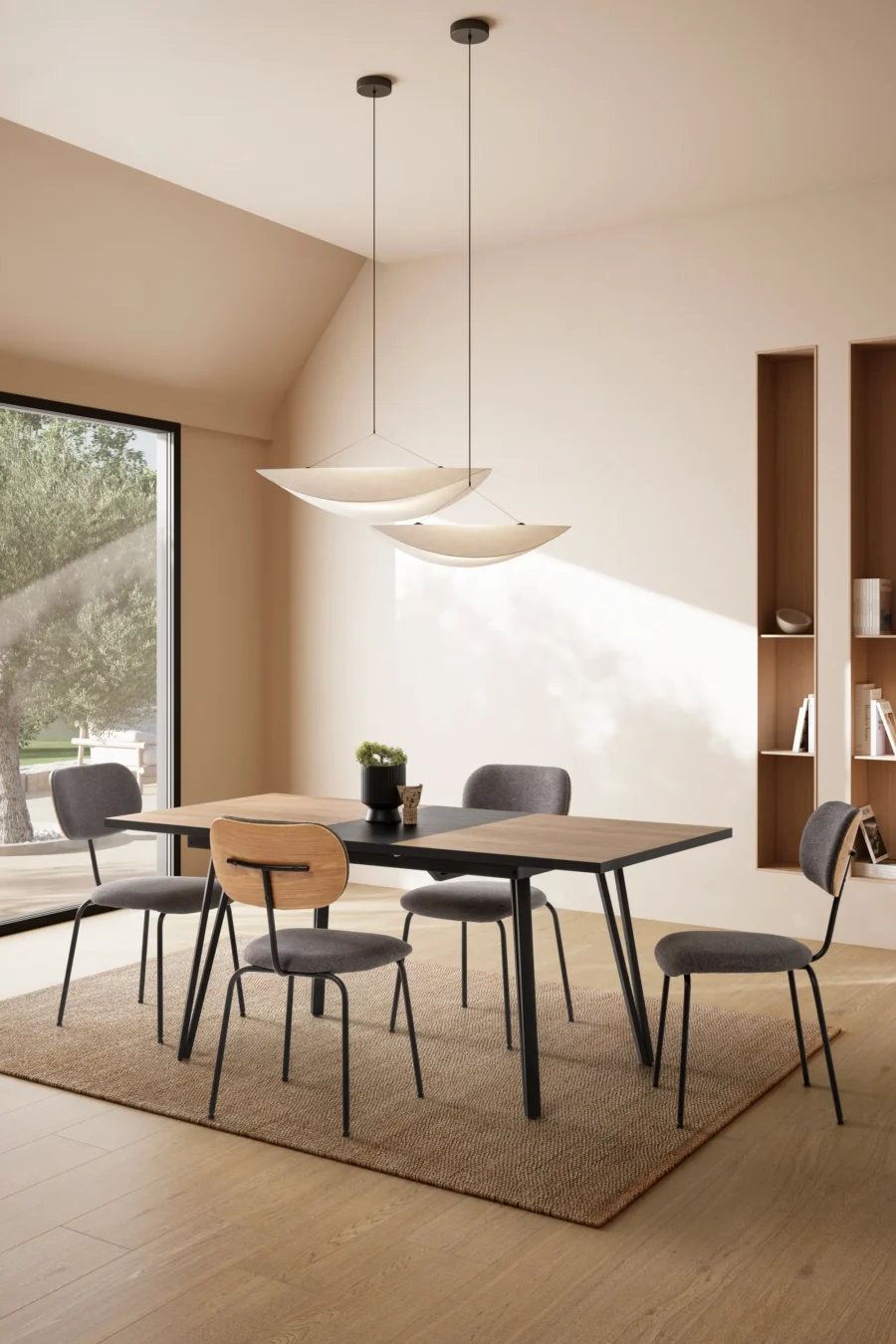 Mesa rect. ext/negro Cleia madera (natural/canto bocamina) - Imagen 3