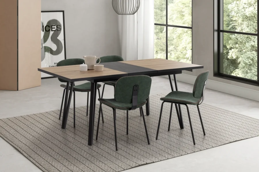 Mesa rect. ext/negro Cleia madera (natural/canto bocamina) - Imagen 4
