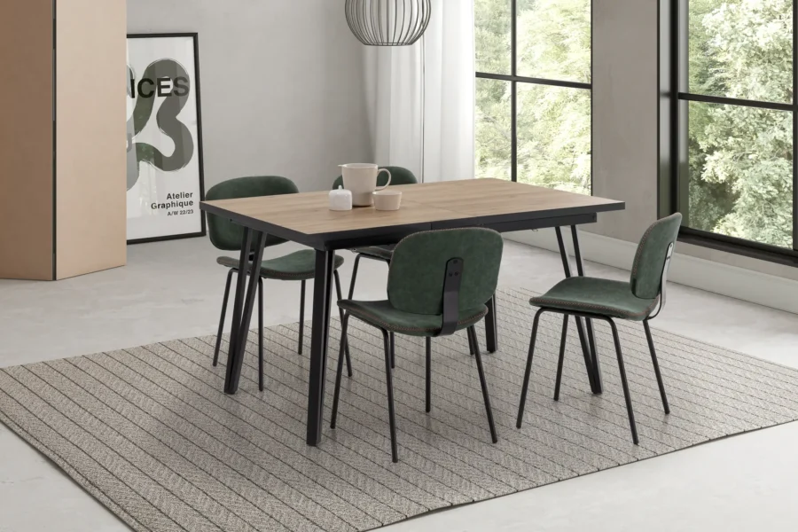 Mesa rect. ext/negro Cleia madera (natural/canto bocamina) - Imagen 5