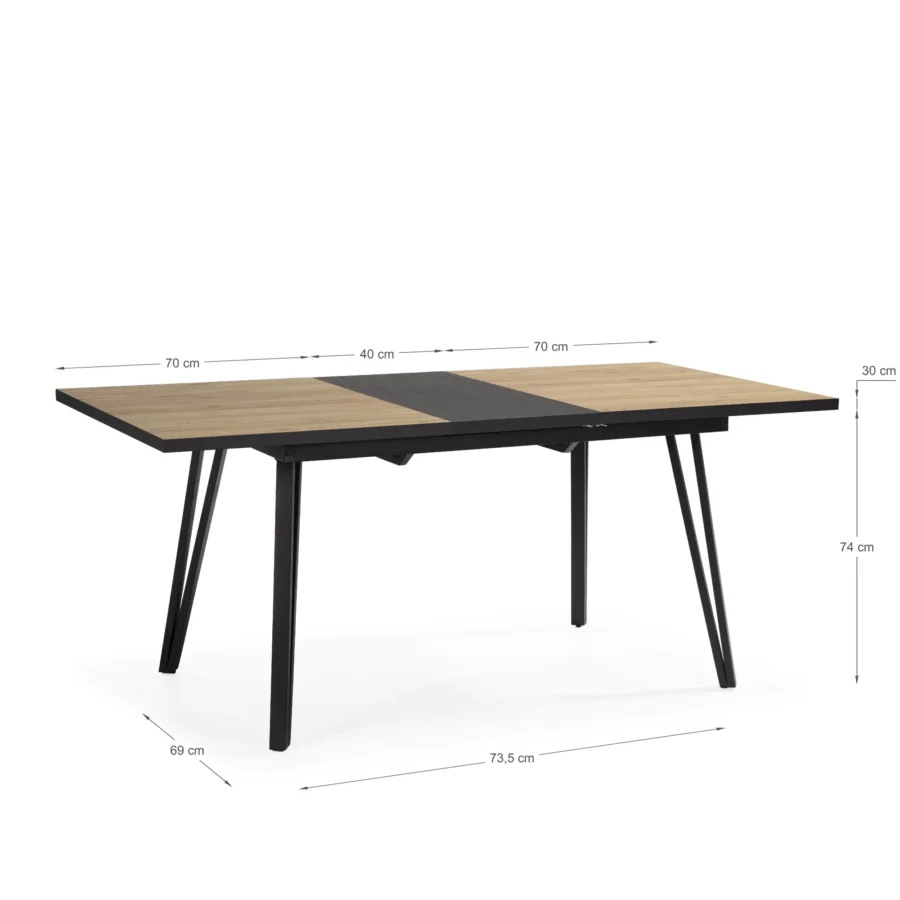 Mesa rect. ext/negro Cleia madera (natural/canto bocamina) - Imagen 13