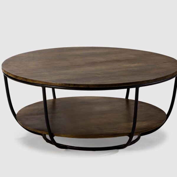 Mesa Centro redonda Delhi madera (madera negro)