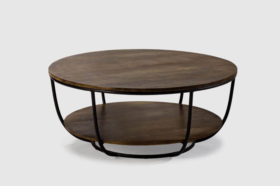 Mesa Centro redonda Delhi madera (madera negro)