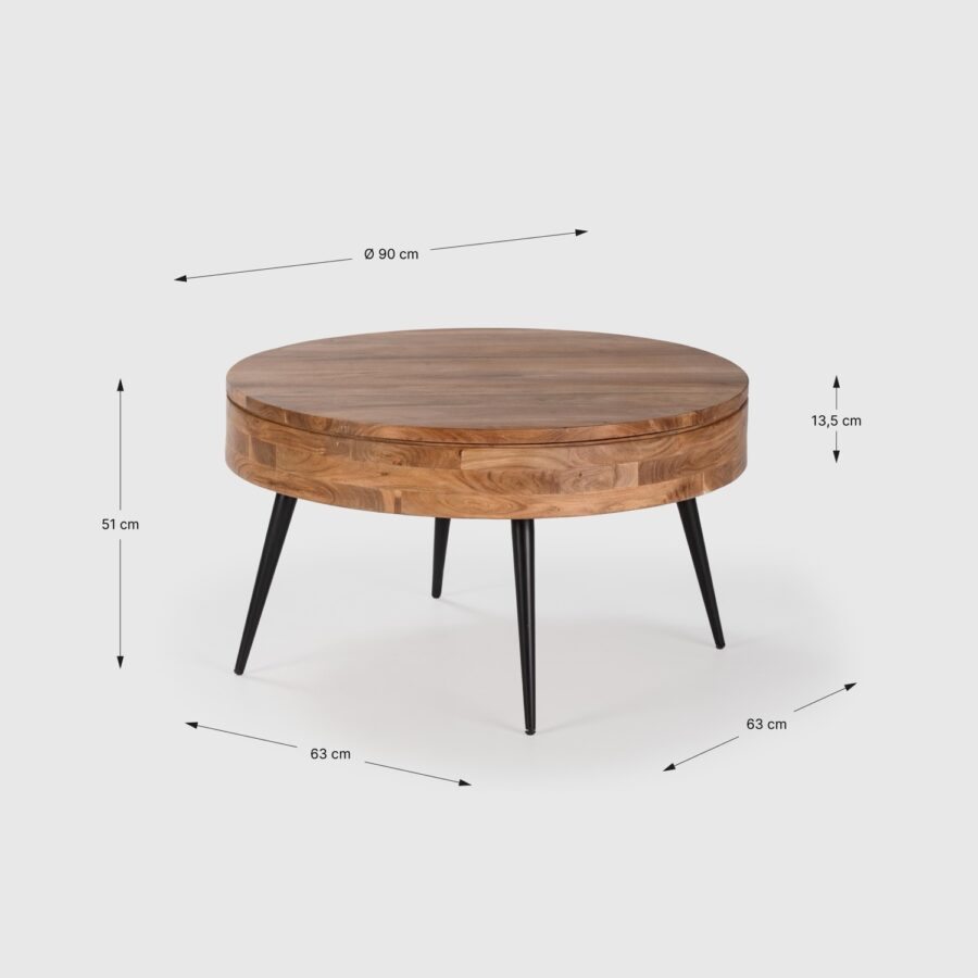 Mesa Centro redonda Kali madera (acacia) - Imagen 7