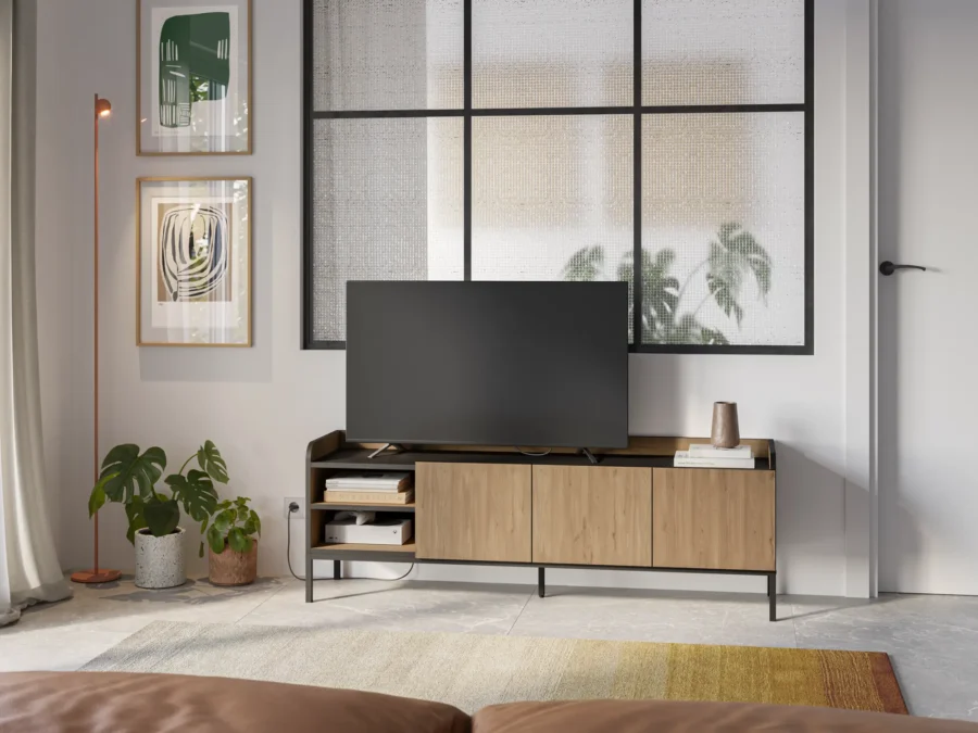 Mueble TV Amara madera (sepet/negro) - Imagen 2