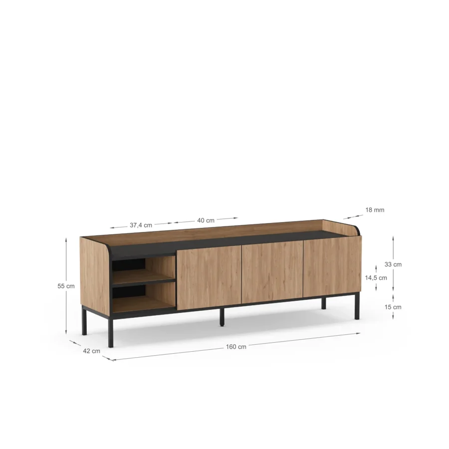 Mueble TV Amara madera (sepet/negro) - Imagen 7