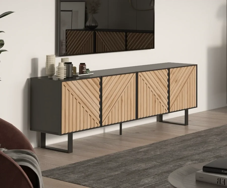 Mueble TV Tiana negro (negro/roble) - Imagen 3