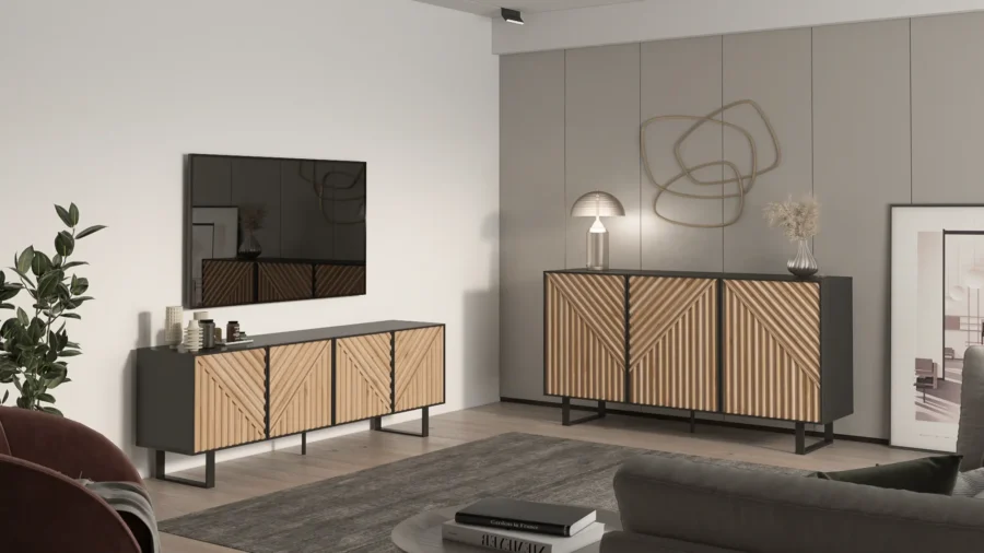 Mueble TV Tiana negro (negro/roble) - Imagen 4